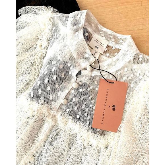 Sandra Mansour x H&M Top Blouse Tulle S NWT - Picture 5 of 6